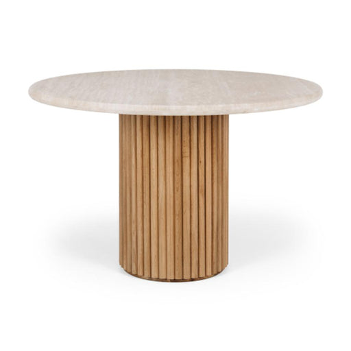 Rho Travertine Top Dining Table 120rd (Natural Oak Base)_1