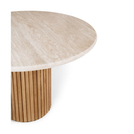 Rho Travertine Top Dining Table 120rd (Natural Oak Base)_2