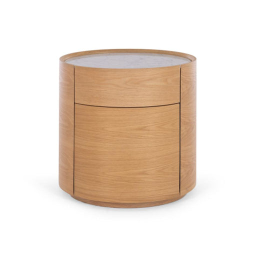 Furniture By Design Muse Natural Oak Bedside 2drw (Marble Top)_1