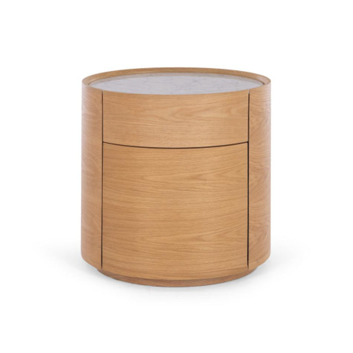 Furniture By Design Muse Natural Oak Bedside 2drw (Marble Top)_1