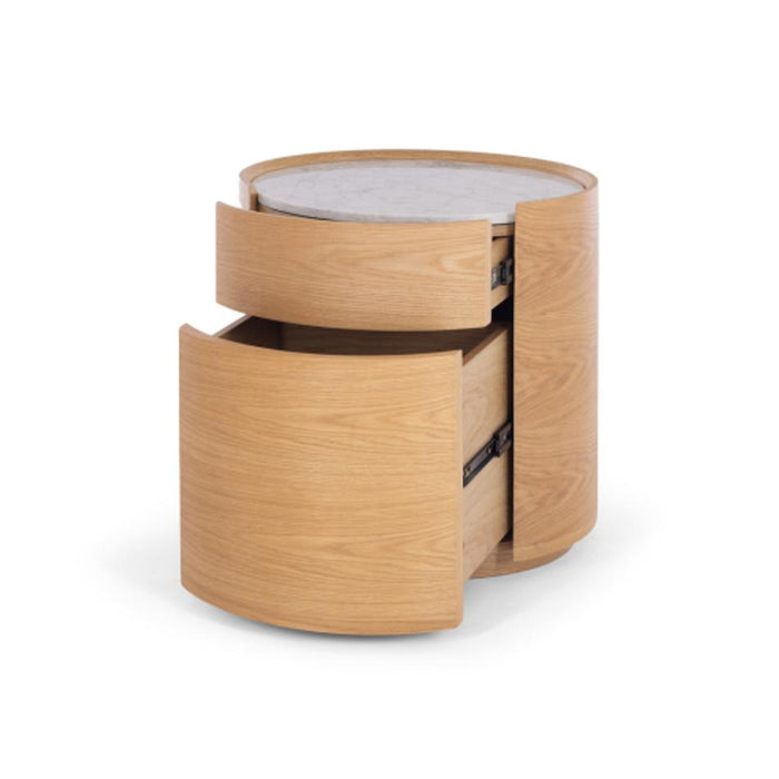Furniture By Design Muse Natural Oak Bedside 2drw (Marble Top)_3