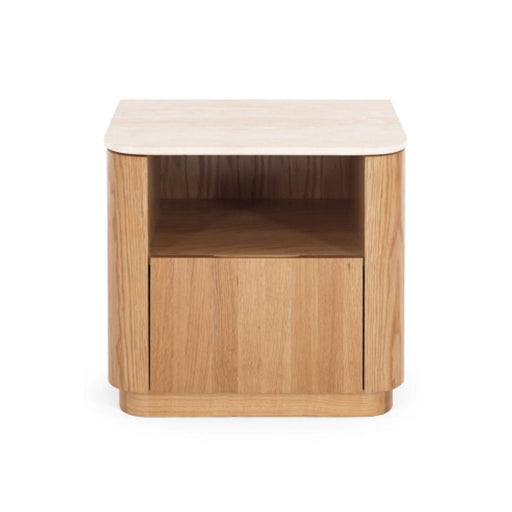 Furniture By Design Stash Natural Oak Bedside 1drw (Travertine Top)_1