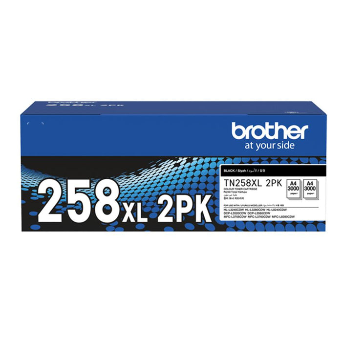 Brother Tn258Xlbk2Pk High Yeild Toner Black 2 Pack BTN135