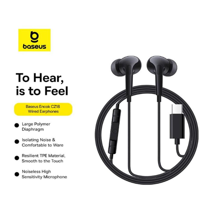 Baseus Encok CZ18 Wired Earphones - Black_6