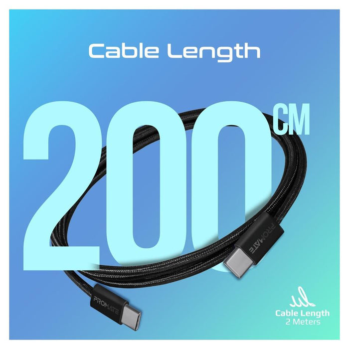 Promate 2M Usb-C To Usb-C Cable ECOLINE-CC200.BK