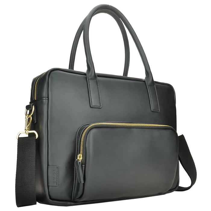 Evol Generation Earth Berlin Recycled 13.3"-14.1" Laptop PU Ladies Briefcase – Black EVR126