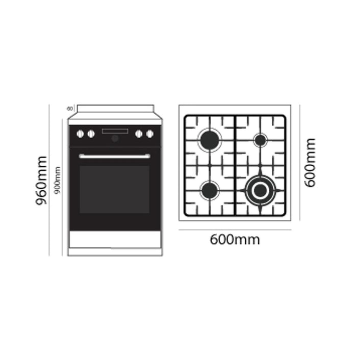 Parmco Freestanding Stove, 600mm, Glass, Gas FS600GG