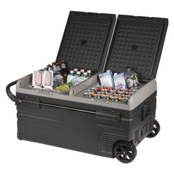 95L  Portable Low Profile Dual Zone Fridge/Freezer With Wheels And Battery Compartment