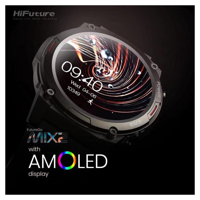 HiFuture FutureGo MIX2 outdoor bluetooth calling smartwatch, 1.43 " AMOLED Display, Black_3