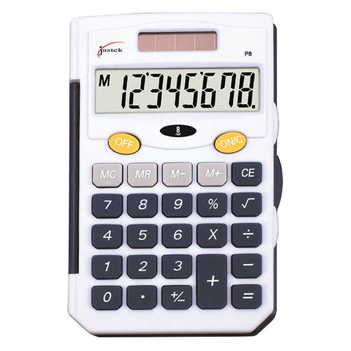 Jastek 8-Digit Pocket Calculator Blue Dual Power 0398410_1