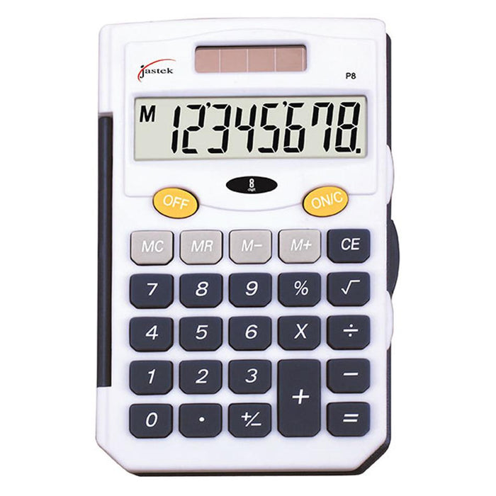 Jastek 8-Digit Pocket Calculator Blue Dual Power 0398410_1