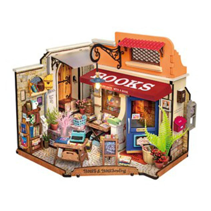 Electus Rokr Corner Bookstore Diy Miniature House Kit KJ9072_1