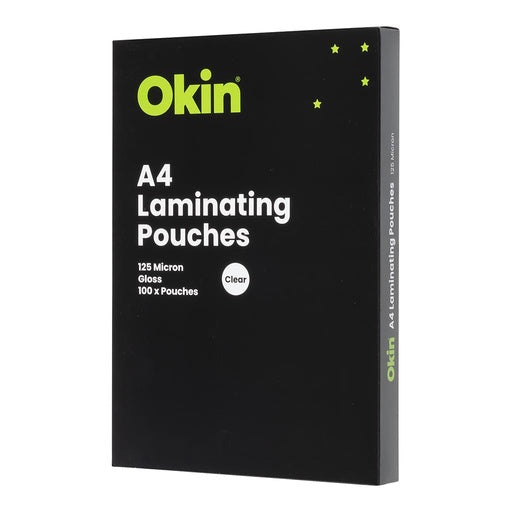 Okin Laminating Pouches A4 Gloss 125mic Pack of 100 1