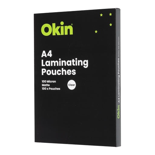 Okin Laminating Pouches A4 Matte 100mic Pack of 100 1