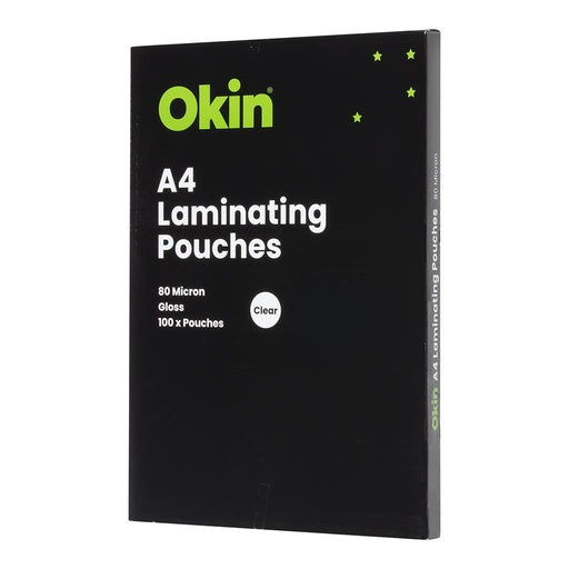 Okin Laminating Pouches A4 Gloss 80mic Pack of 100 1