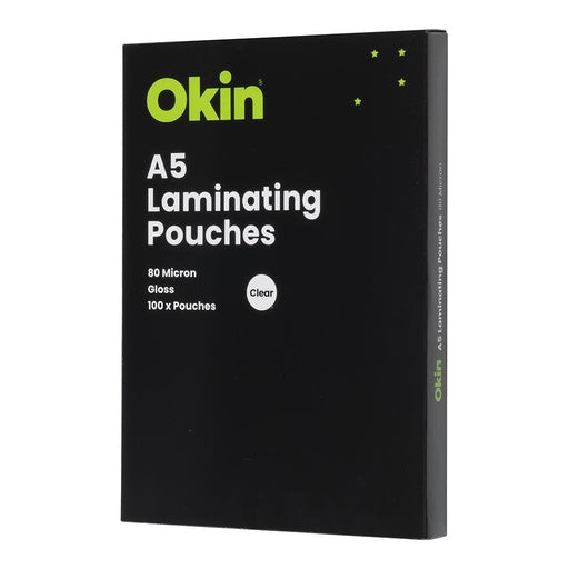 Okin Laminating Pouches A5 Gloss 80mic Pack of 100 1