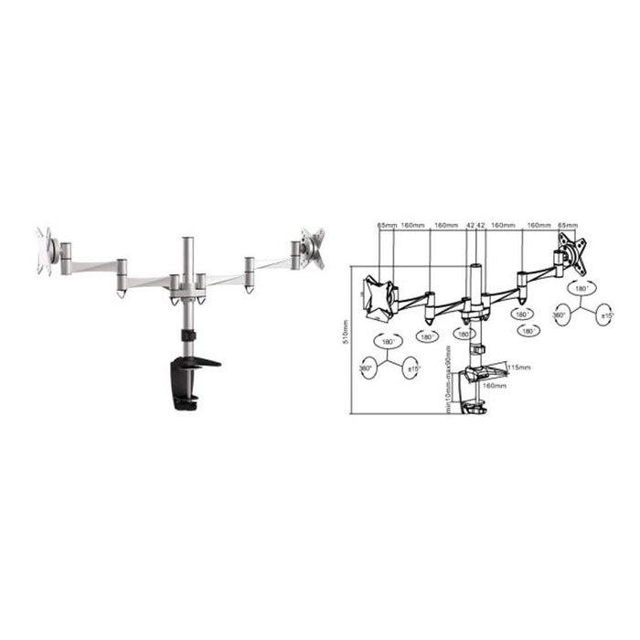 Brateck 13"-27" Dual Monitor Desk Mount LCD-LDT02-C024