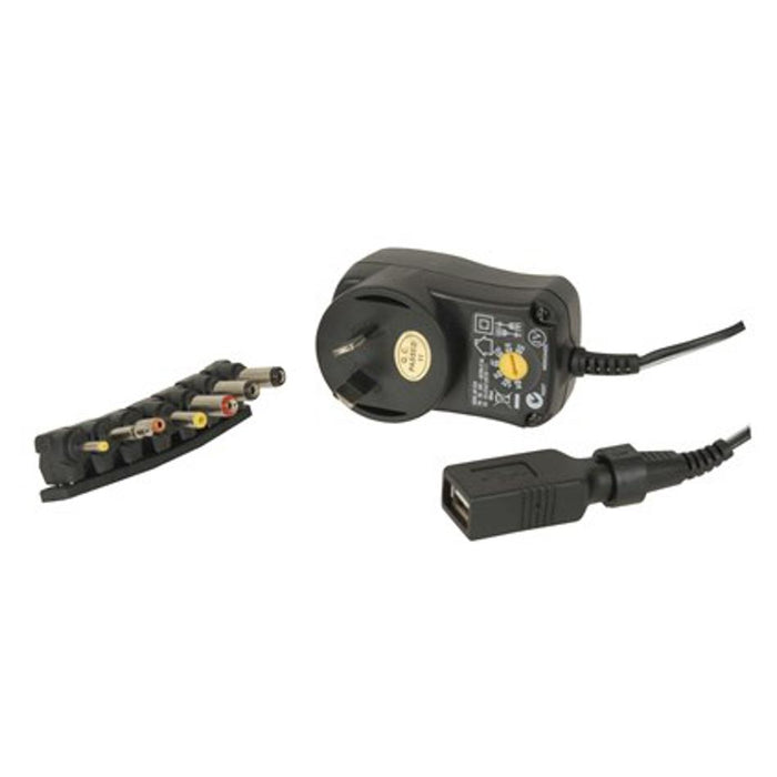 Electus 3-12V Dc 7.2W Power Supply 7Dc Plugs And Usb Outlet MP3310