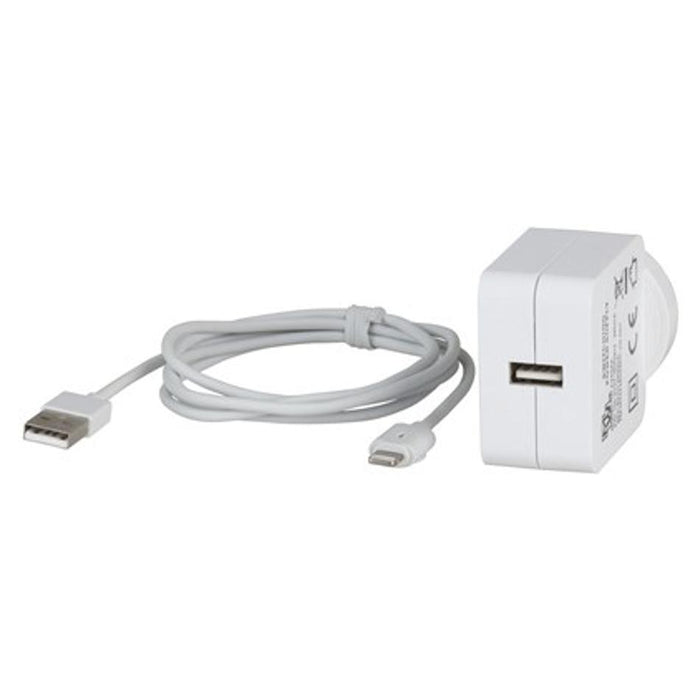 2.4A Wall Charger With Lightning Cable To Suit Iphone, Ipad, Ipod