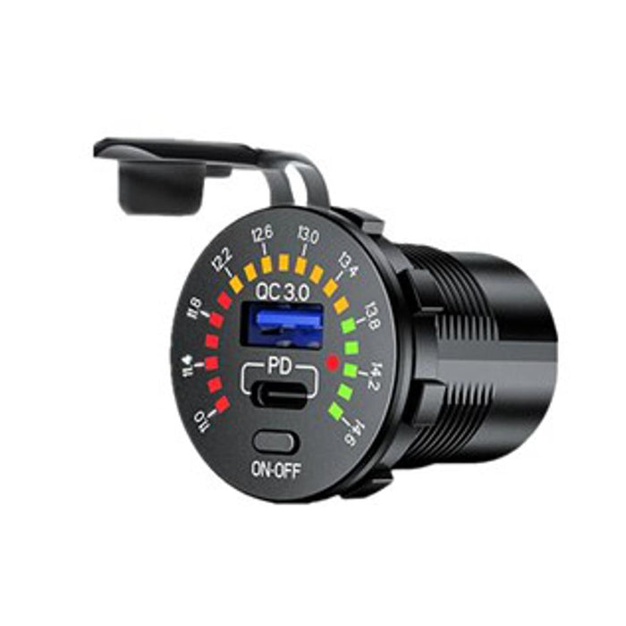 Fast Car Charger Converter 12V/24 Dc To Usbc 3.0 And 36W Pd And On/Off Push Button