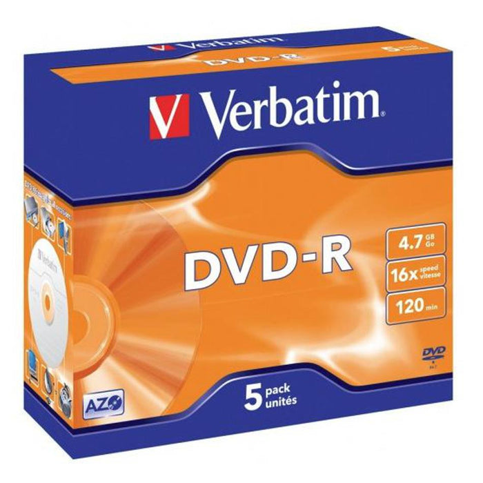 Verbatim Dvd-R 4.7Gb 16X 5 Pack With Jewel Cases MV200