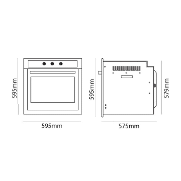 Parmco 600mm 80 Litre Oven, 5 Function, Black OV16B5