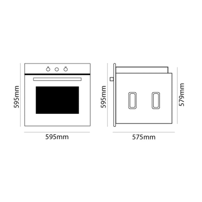 Parmco 600mm 80L Electric Oven, 5 Functions, White OV16W5_6