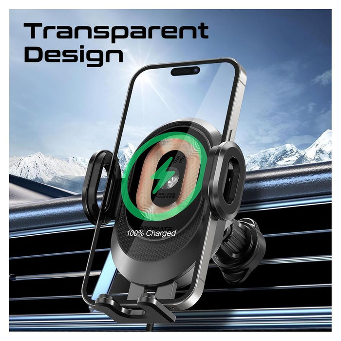 Promate 15W Transparent Auto Clamping Wireless Charging Car