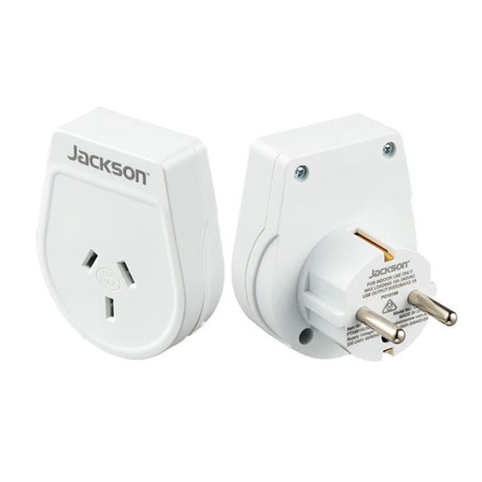 Jackson Slim Outbound Travel Adaptor For Use In Europe/Bali. PTA8810M