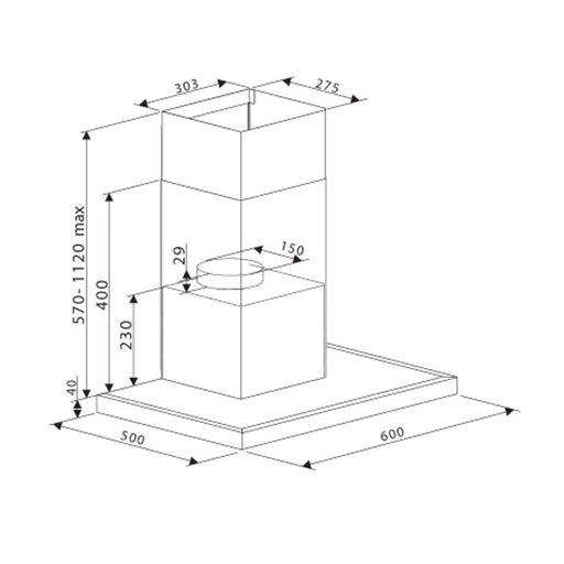 Parmco 600mm Rangehood, Black, 1000m³/h, RB6B1000_2