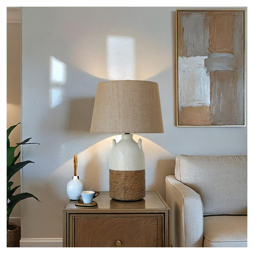 Rembrandt Antique Ceramic Lamp w Linen Shade RS3045_2