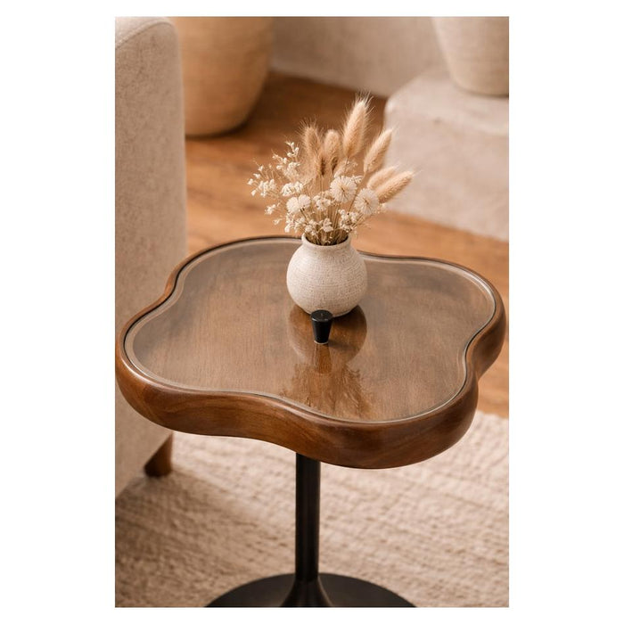 Rembrandt Clover Side Table with Glass Lid - WalnutBlack_3