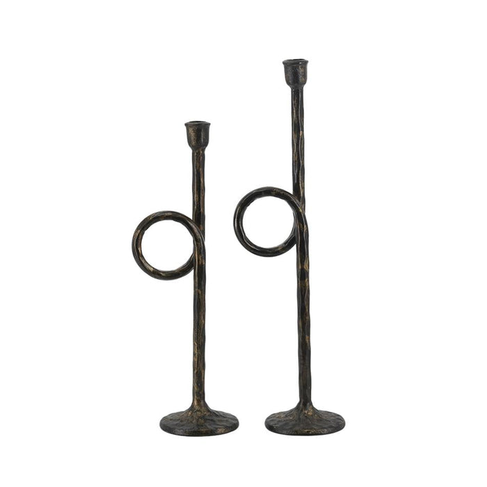 Rembrandt Iron Candle Holder Set of 2, Rustic Finish SE3044_2