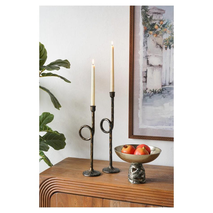 Rembrandt Iron Candle Holder Set of 2, Rustic Finish SE3044_5