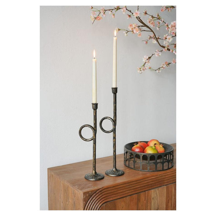 Rembrandt Iron Candle Holder Set of 2, Rustic Finish SE3044_6
