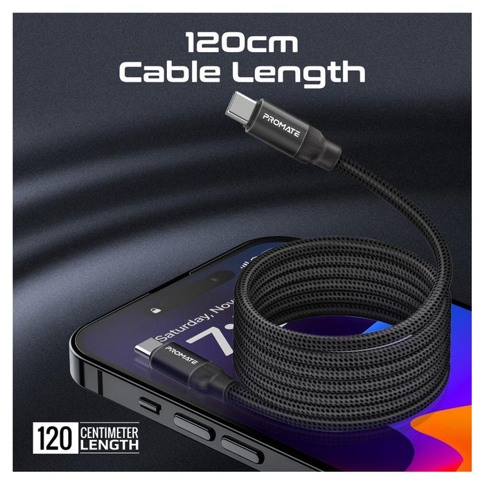 Promate 1.2M Usb-C To Usb-C Cable SPRINGY.BLK