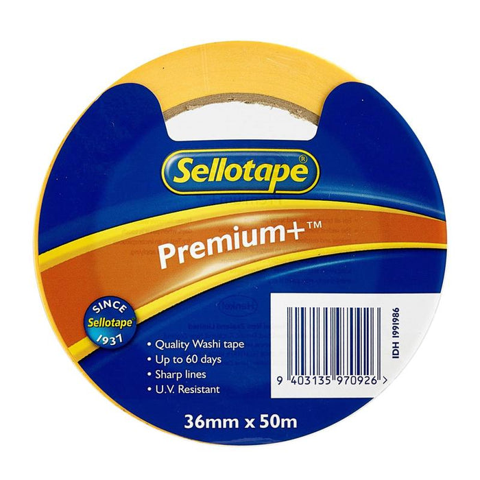 Sellotape Washi Premium+ Versatile Yellow 36mm x 50m 1991986_1