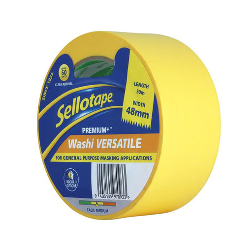 Sellotape Washi Premium+ Versatile Yellow 48mm x 50m 1991985_2