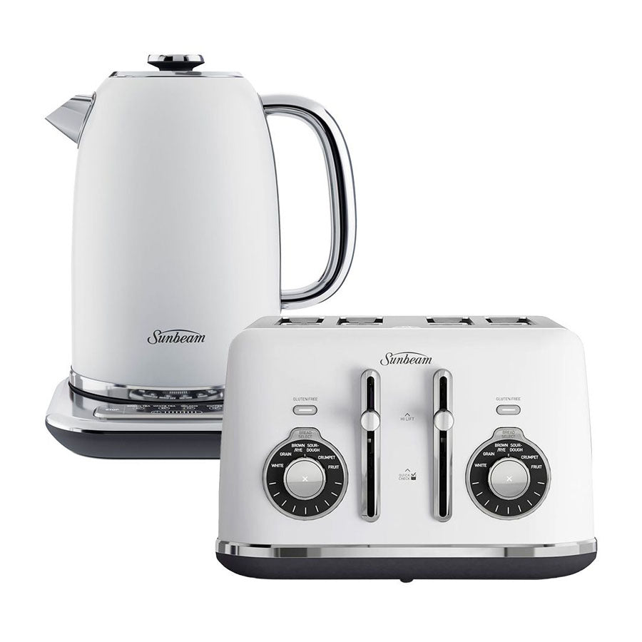 Sunbeam Toaster and Kettle Set Alinea 4 Slice White Folders nz