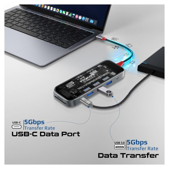 Promate 11-In-1 Usb Multi-Port Hub With Usb-C Connector. TRANSHUB-PRO