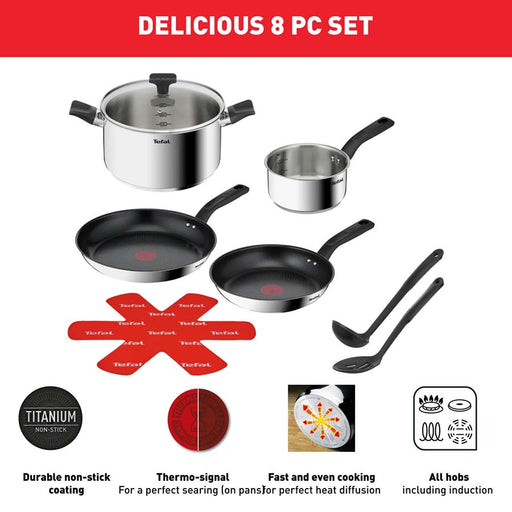 Tefal Delicious Stainless Steel 8pc Mixed Set 2