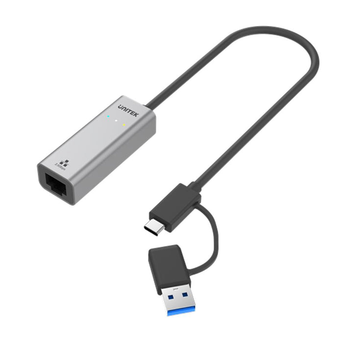 UNITEK USB to 2.5G Ethernet Adapter with 2-in-1 Connectors USB-C &