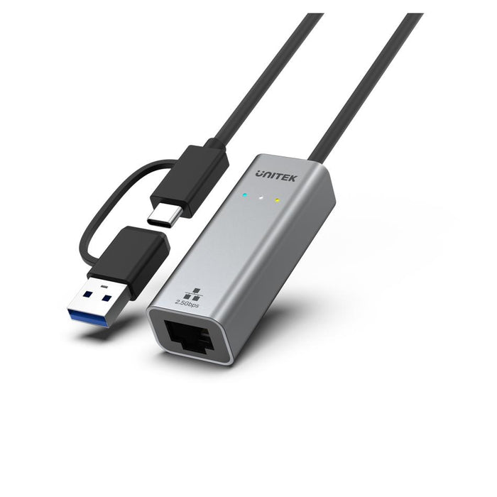 UNITEK USB to 2.5G Ethernet Adapter with 2-in-1 Connectors USB-C &