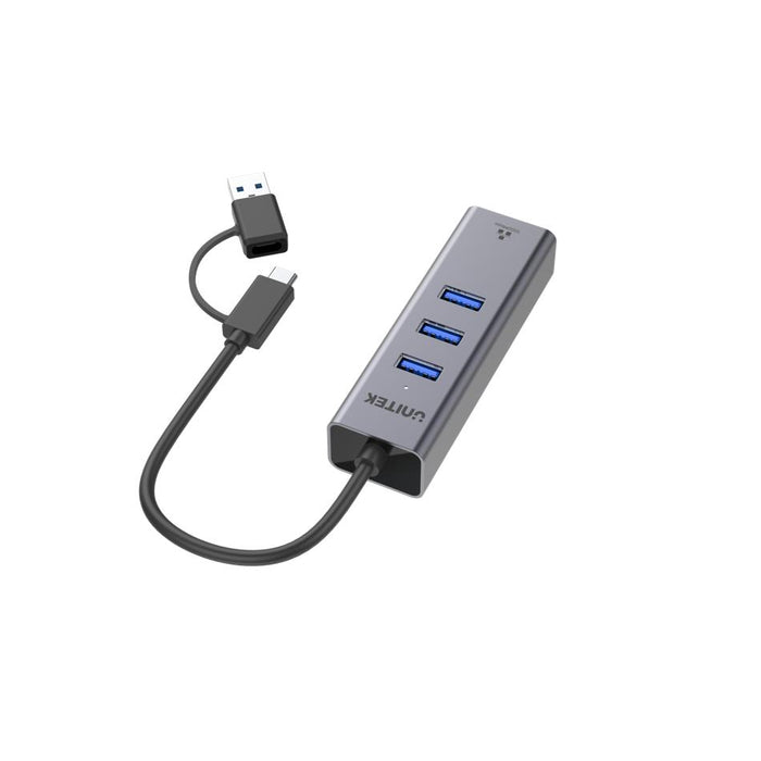 UNITEK 4-in-1 USB Multi-port Hub with 2-in-1 Connectors USB-C &