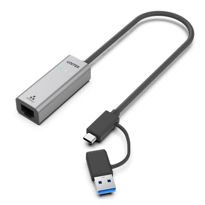 UNITEK USB to Gig Ethernet Adapter with 2-in-1 Connectors USB-C &
