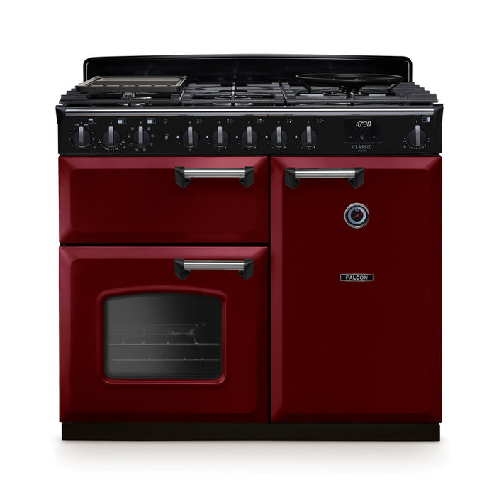 Falcon NGC Classic Deluxe 100cm Dual Fuel Range Cooker — Bordeaux / Chrome