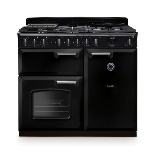 Falcon NGC Classic Deluxe 100cm Dual Fuel Range Cooker — Gloss Black / Chrome