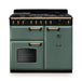 Falcon NGC Classic Deluxe 100cm Dual Fuel Range Cooker — Mineral Green / Antique Brass