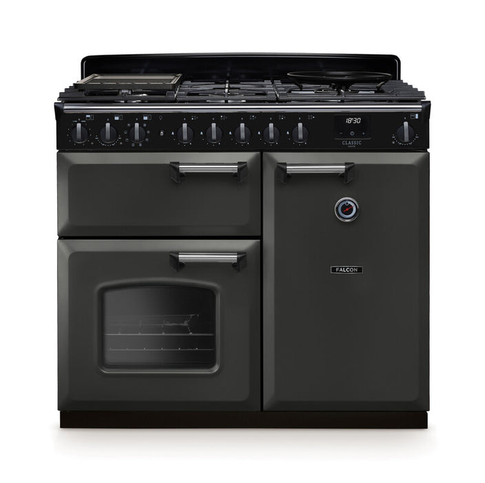 Falcon NGC Classic Deluxe 100cm Dual Fuel Range Cooker — Slate / Chrome