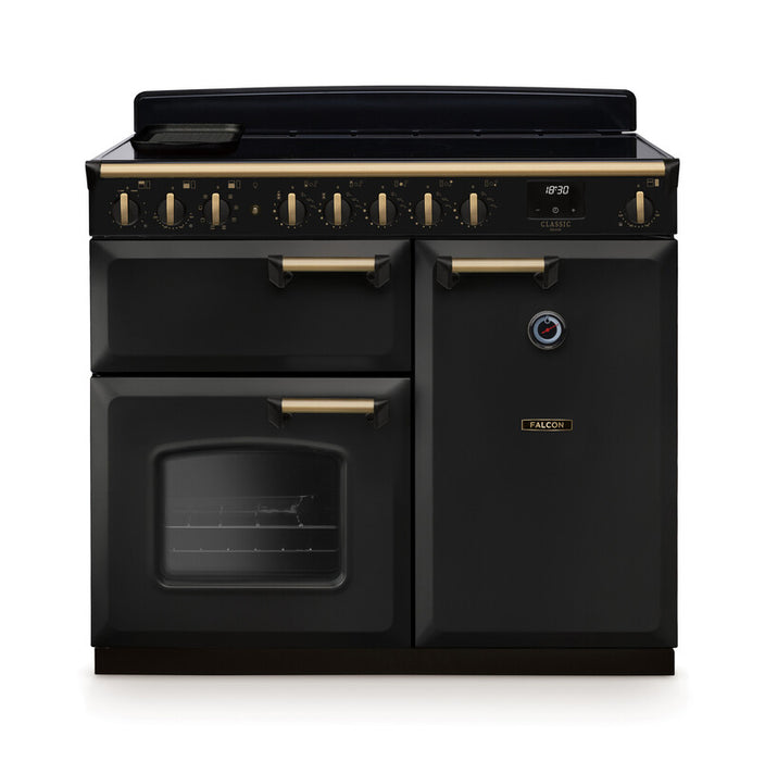 Falcon NGC Classic Deluxe 100cm Induction Range Cooker — Charcoal Black / Antique Brass